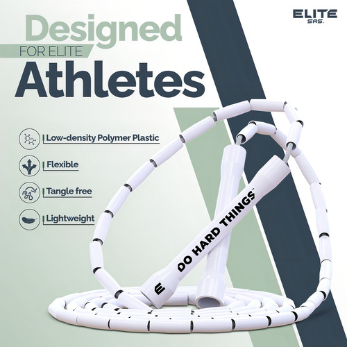 Elite Srs; Do Hard Things, Cuerda De Saltar Con Cuentas . Color Blanco/blanco