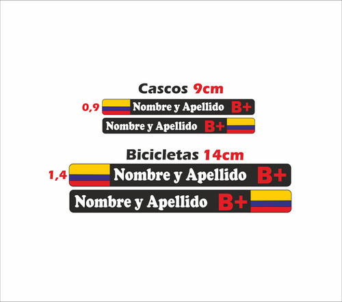 Calcomanías Para Bicicleta Nombre Con Rh Vinilo Ciclismo X4