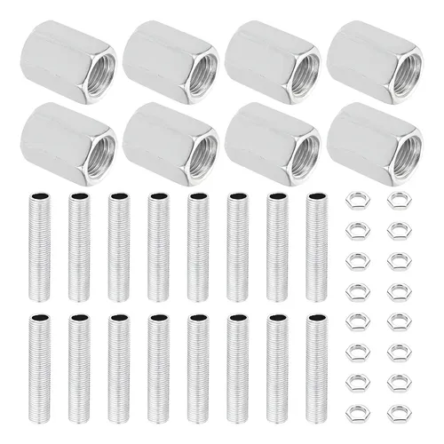 Kit De Reparación De Tubos De Lámpara M10 - 8 Tuercas Hexagonales Y 16 Tubos Roscados, Ideal Para Candelabros Y Proyectos DIY