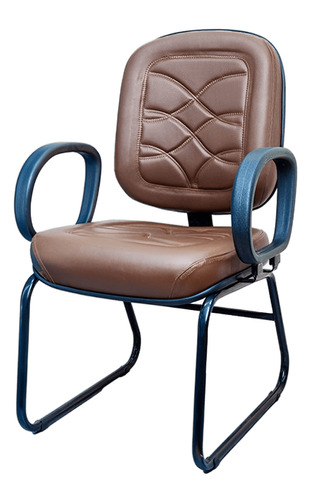 Cadeira Escritório Courino Marrom Poltrona Fixa Diretor Material do estofamento Couro sintético