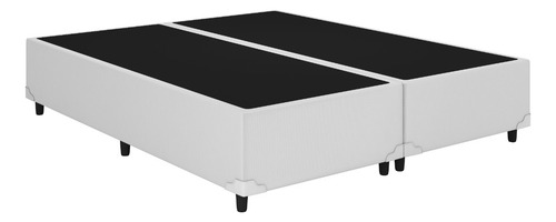 Base Box Casal Bipartido Corino Branco 138x188 Blindado