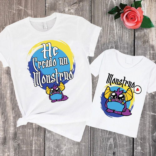 Combo Remera Madre E Hija Combinadas Mi Monstruo Mujer Nena