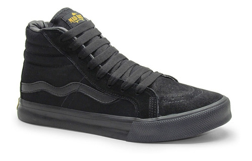 Tênis De Skate Hi Top Old School Todo Preto Mad Rats