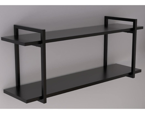 2 Suportes Prateleira Duplo Estilo Industrial Parede Banheir Preto