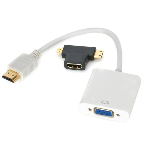 Cabo Adaptador Video 1080p Micro Hdmi, Hdmi Para Vga Branco