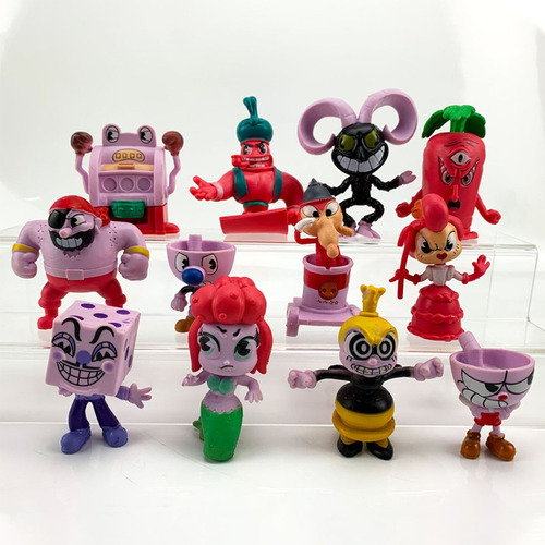 12pcs Cuphead Mugman Figura Modelo Juguete Regalo Para Niños