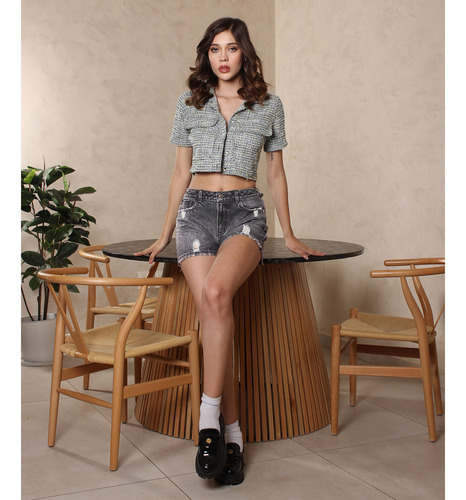 Savi Jeans Short Corto Gris Oxford