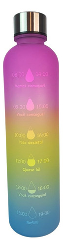 Garrafa De Agua Motivacional 980ml Colorida Cor Amarelo