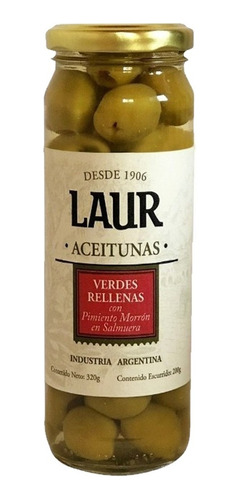 Laur Aceitunas Verdes Rellenas Con Morron X 320 Gr 