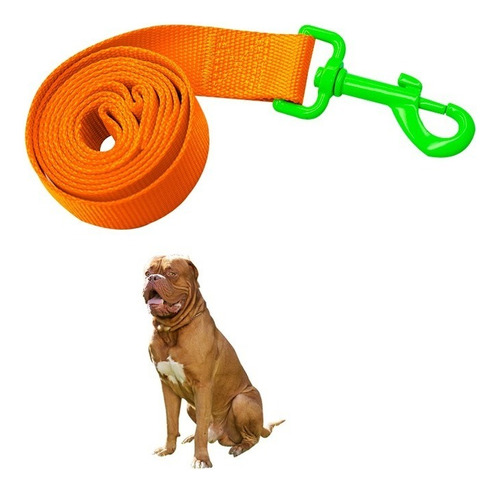 Correa Para Mascotas Resistente Raza Grande Neón Para Perros Color Naranja