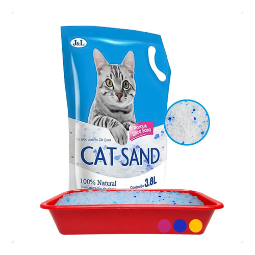 Sanitario Para Gatos Bandeja + Piedras Arena Cat Sand 3.8lt