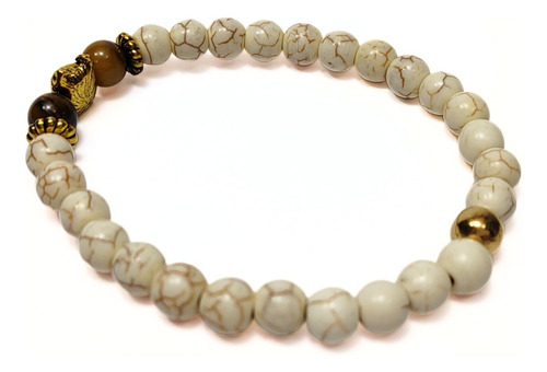 Pulsera De Hombre Con Piedra Ojo De Tigre + Bulldog Oro Ant.