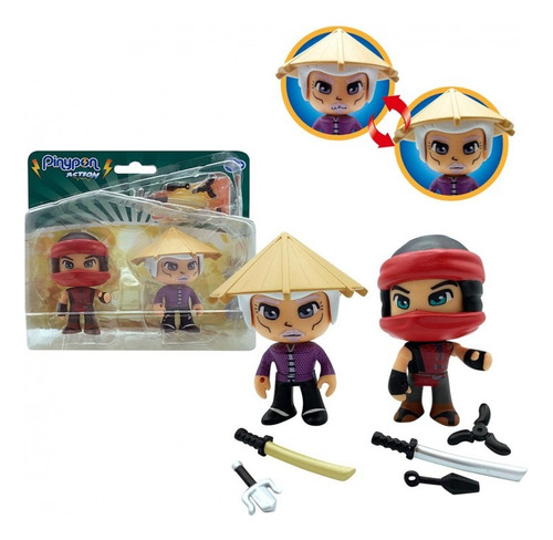 Pinypon Action 2 Fig Ninja Sensei & Kohai C/acc Int Pnc28000