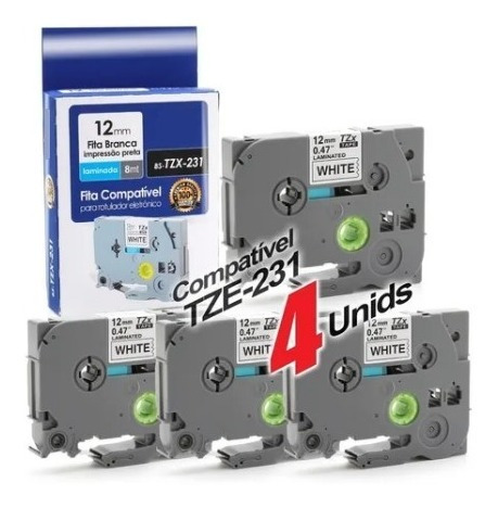 Imagem 3 de 6 de 4 Fita Compatível Tze 231 Brother Pt-h105 Pt-h110 Pt-d210