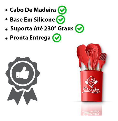 Imagem 4 de 6 de Jogo De Cozinha 7 Pecas Cor Vermelho De Silicone