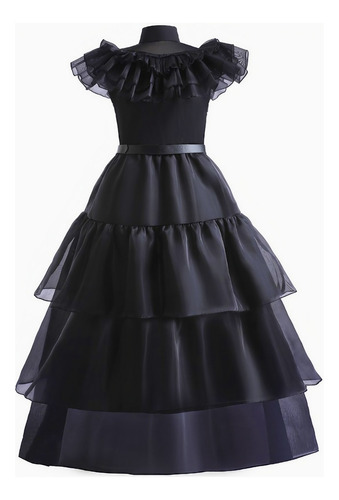 Vestido Infantil Adolescente Baile Wandinha Addams Halloween