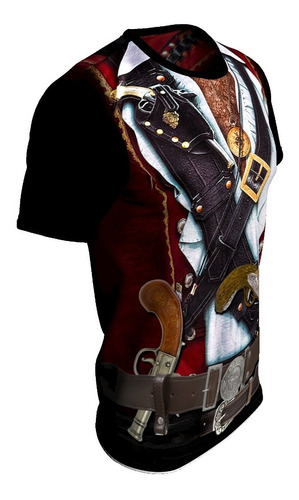 Camiseta Camisa Pirata 3d Uniforme Blusa Estampa Total M 012