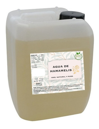  Agua De Hamamelis 100% Natural - Tónico Facial 20 Litros 