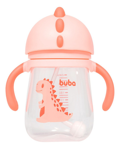 Copo De Treinamento Com Alça Removível Buba Rosa Dinossauro