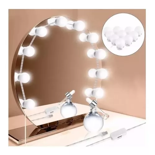 Kit 10 Luces LED para Espejo Tocador Maquillaje Lámpara Espejo