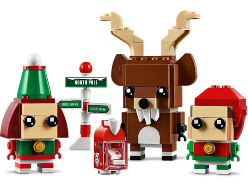 Lego Brick Headz Navidad De Reno, Elfo Y Elfito