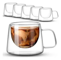 Comprar 6 Tazas Café Doble Pared Borosilicato 200ml Pocillo Termico Color Trasparentes Doble Pared Dc-200ml X 6pz