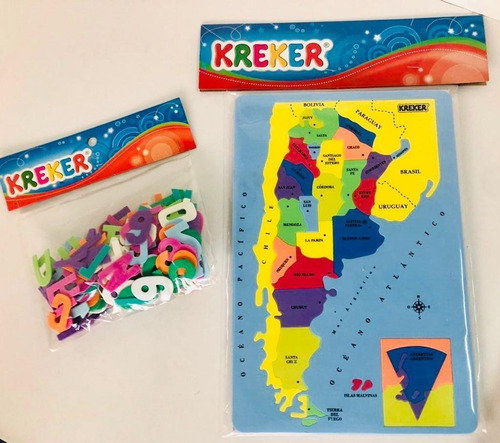 Combo Mapa Argentina + Letras Y Numeros De Goma Eva Kreker
