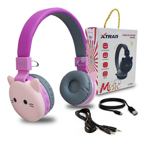 Headphone Infantil Bluetooth Gato