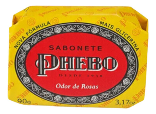 Sabonete Barra Glicerina Phebo Odor De Rosas 90g Preto Sabão