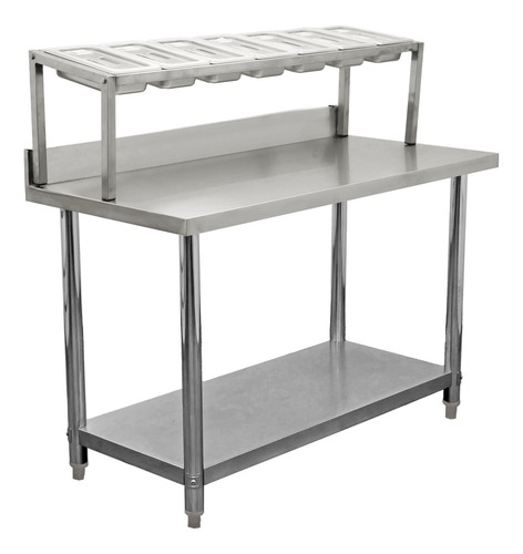 Mesa para Pizzería 7 Insertos Acero Inoxidable TYM MP-070
