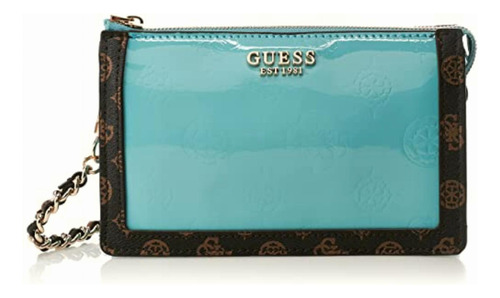 Bolsa Guess Abey Multi Cmprtmnt Shldr Bag En Color Azul Color Azul Estampado