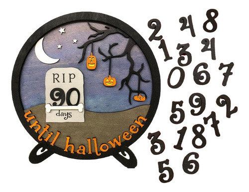 Kit De Madera Con Cuenta Regresiva Para Halloween, 1 Unidad