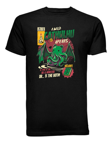 Playera T-shirt Cthullu Gatito Poster Vintage Comic