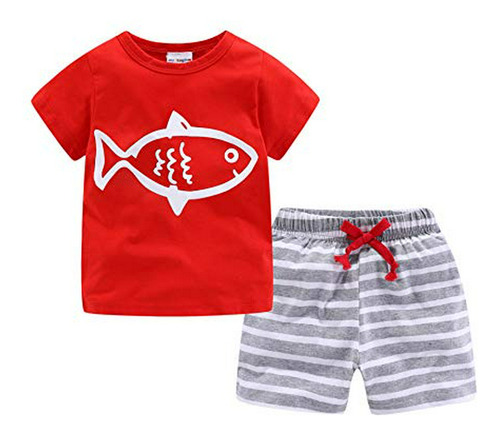 Conjunto De Verano Para Niños Pequeños Con Camisetas Y Short