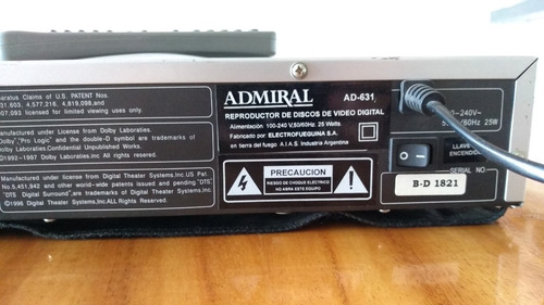 Reproductor De Dvd Admiral Ad-631