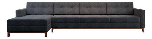 Sofá 4 Lugares Living Chaise Esquerdo Linho Cotton Grafite