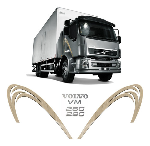 Kit Adesivos Volvo Vm Athor 260 Faixas E Emblemas Resinado  