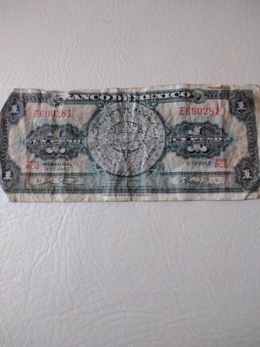 Billete Antiguo De Un Peso Mexicano 1965 Serie 690281