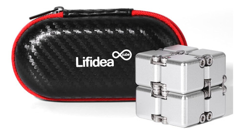 Cubo Fidget Lifidea, Con Estuche, De Aluminio, Plateado