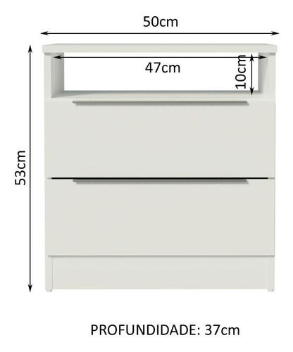 Mesa De Cabeceira Madesa 3227 Com 2 Gavetas - Branco
