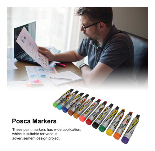 Marcadores De Secado De Pintura Posca, 12 Unidades De Diseño