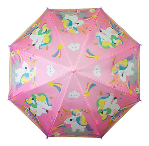 Paraguas Sombrilla Infantil Diferntes Diseños Para Niños Color Rosa Diseño De La Tela Unicornio