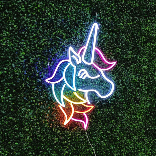 Letrero Lampara Led Neon Unicornio Niñas C/ Control Atenuado Color Multicolor