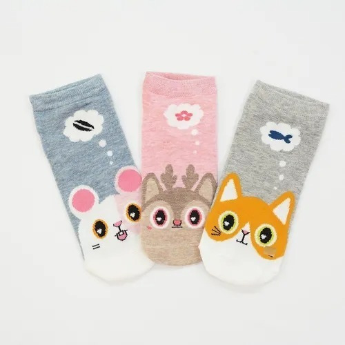 6 Pares De Medias Tobilleras Animalitos Con Orejitas