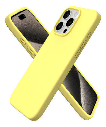 Funda Para iPhone 15 Pro Max Silicona 3 Capas Color Amarillo
