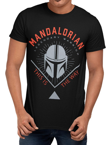 Star Wars Camiseta The Mandalorian Para Hombre Negro Mediano
