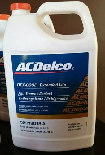 Imagen 2 de 9 de Refrigerante Acdelco Color Naranja 3.78 Lt Original
