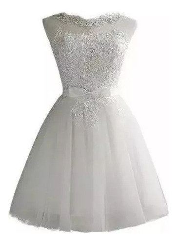 Vestido De Fiesta Para Dama De Honor, Encaje Y Tul Bordado