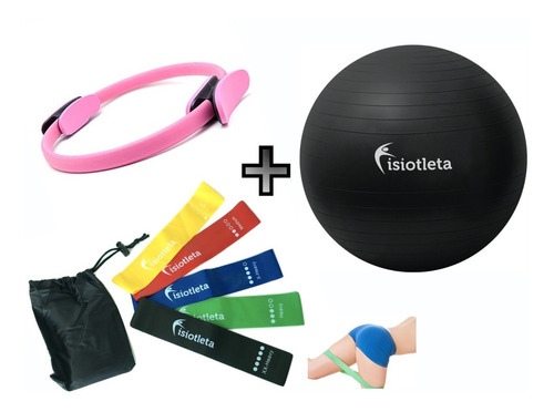 Pelota Fitball + Aro Pilates + Set Bandas Elasticas Gap Fit