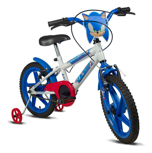 Bicicleta Infantil Menino Aro 16 Sonic Branca E Azul